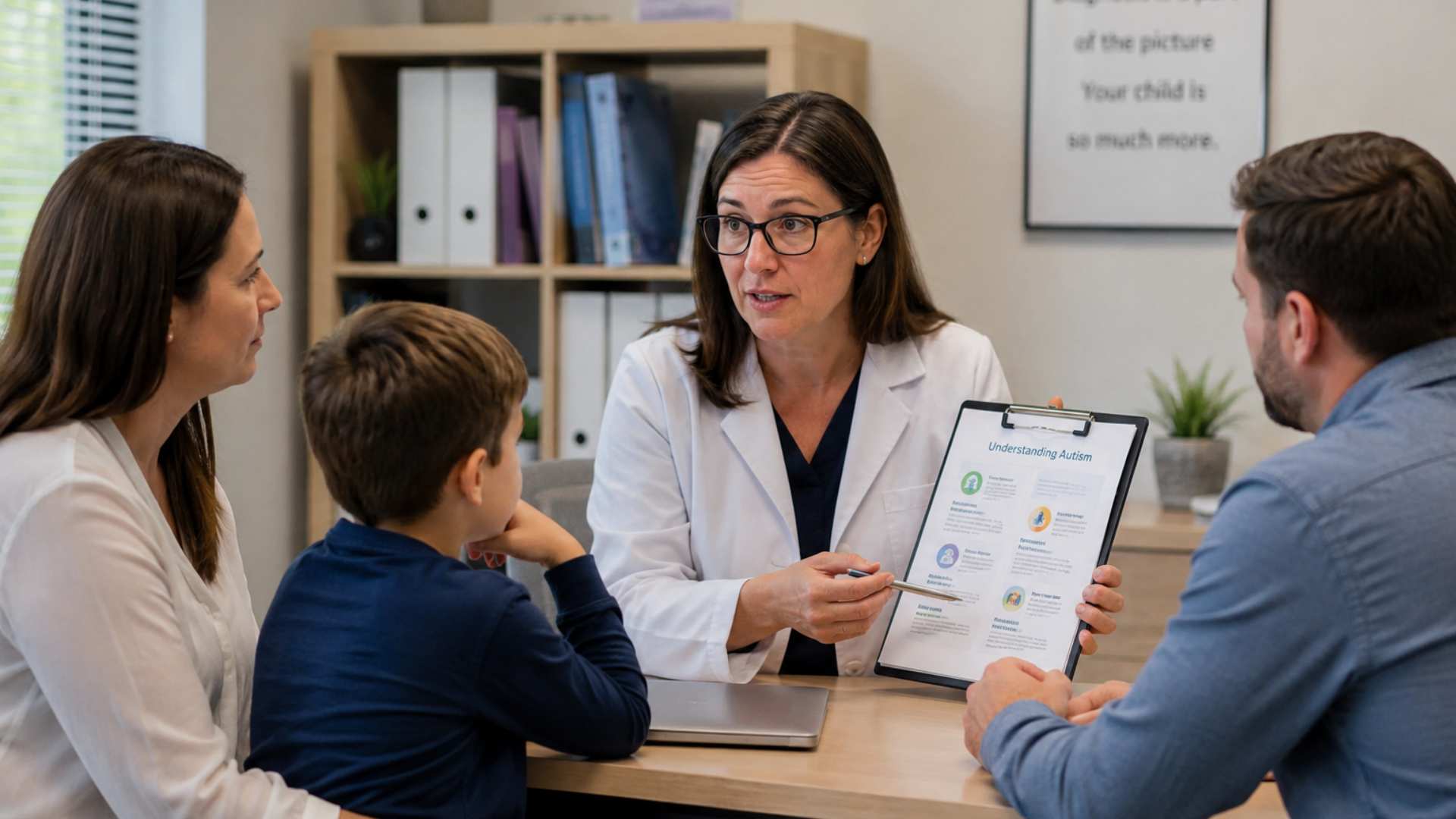 A-clinician-explaining-to-parents-how-is-autism-diagnosed