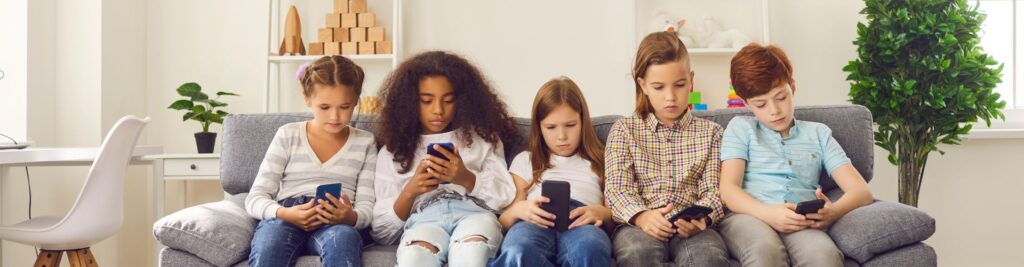 Children using mobile apps for autism