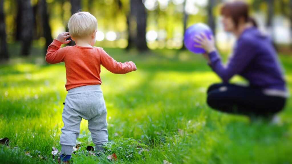 Mother calling his toddler